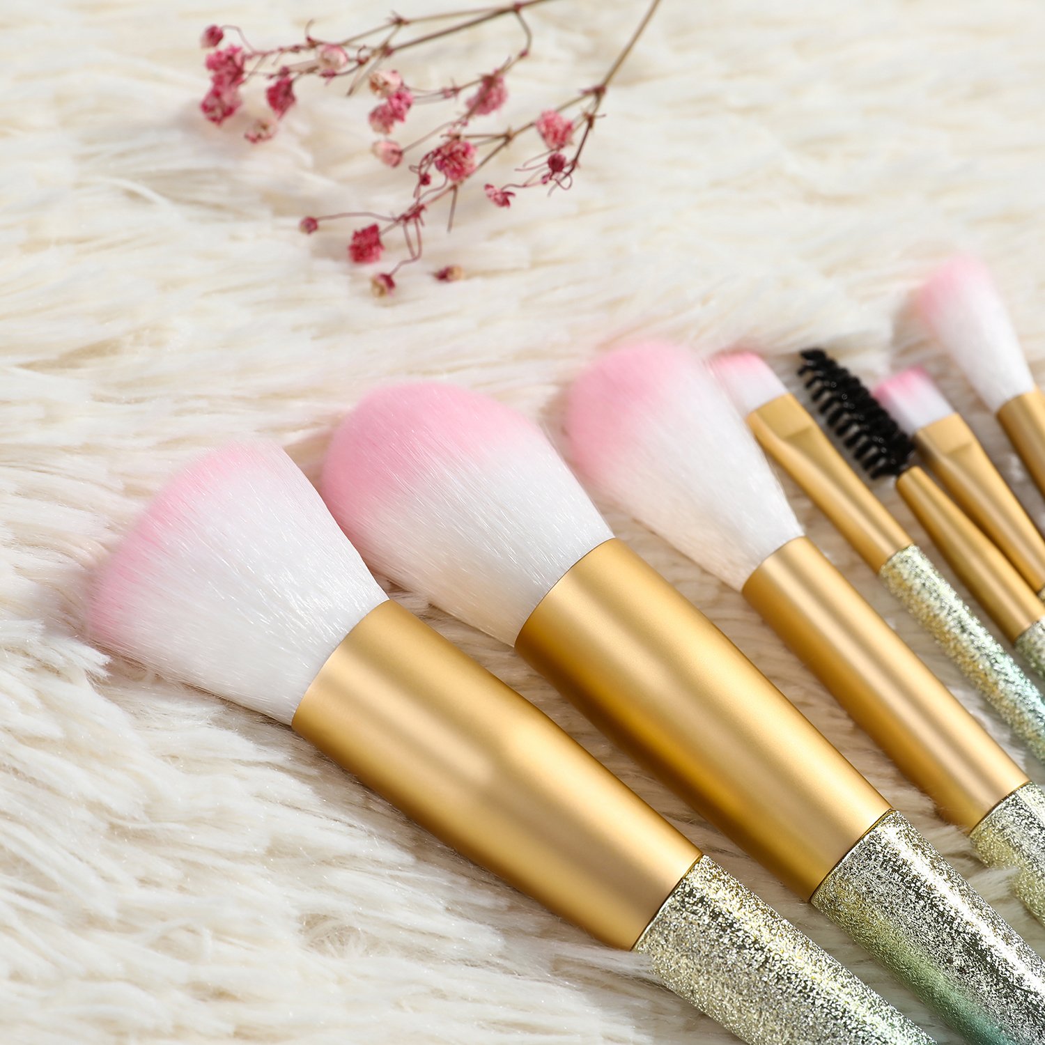 SAILINE 2018 NEW Colorful Makeup Brushes Sets 10Pcs Professional Foundation Powder Eyeshadow Blending Concealer Cosmetics Tools Rainbow Gradient Colors kits With Storage Bag