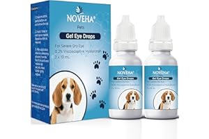 NOVEHA Pet Gel Eye Drops with 0.3% Viscoadaptive Hyaluronan | Eye Solution for Severe Dry Eyes - Long Lasting Hydration, Reduces Nuisance, Swelling & Dryness - Eye Lube for Dogs and Cats (2x10mL)