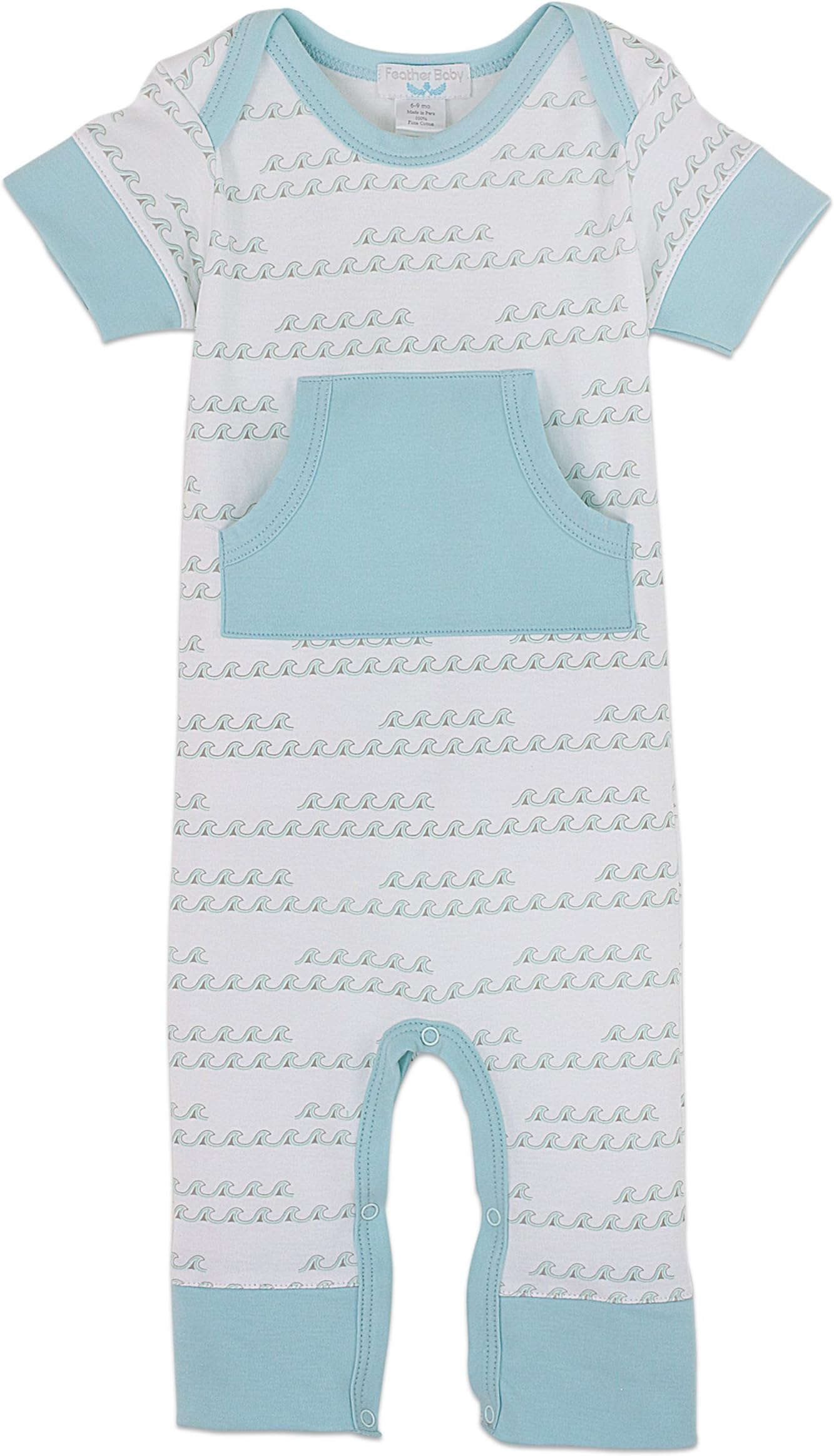 Boys Clothes Pima Cotton Short Sleeve Kangaroo Pocket Footless Jumpsuit Coverall Romper …