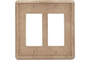 Questech Light Switch Covers, Double Rocker Wall Plates for Electrical Outlets, 2-Gang Double Decorator GFCI Switch Plates Standard Size, Decorative Tumbled Texture, Noche