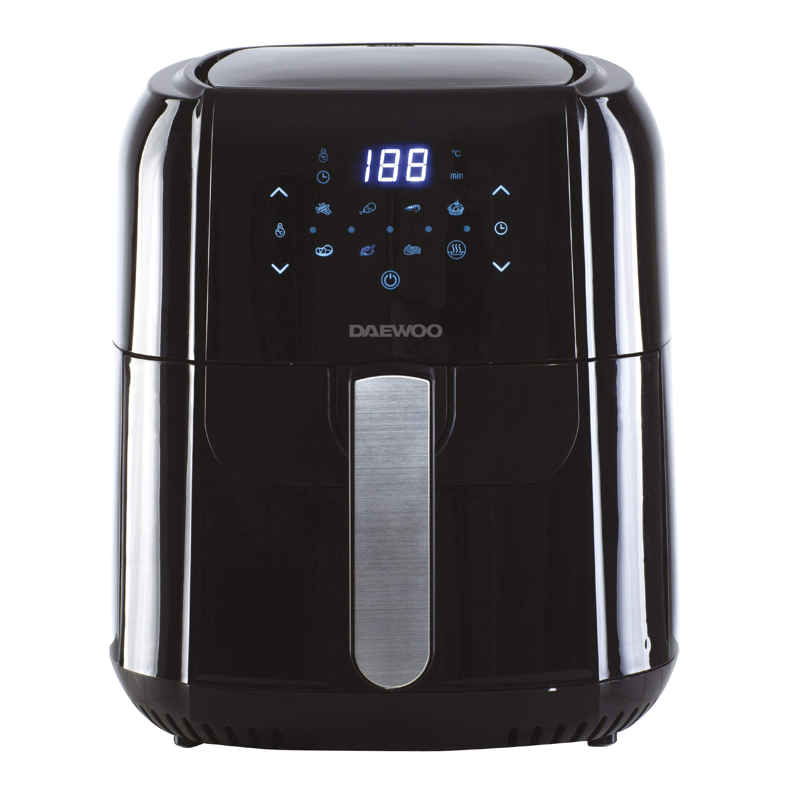 Daewoo 5.5L Digital Air Fryer, Healthy Low Fat No Oil Cooking, Baking, Frying and Roasting, with Automatic Shut Off and Overheat Protection, Ideal for Chips, Chicken and Veg, Black, SDA1804
