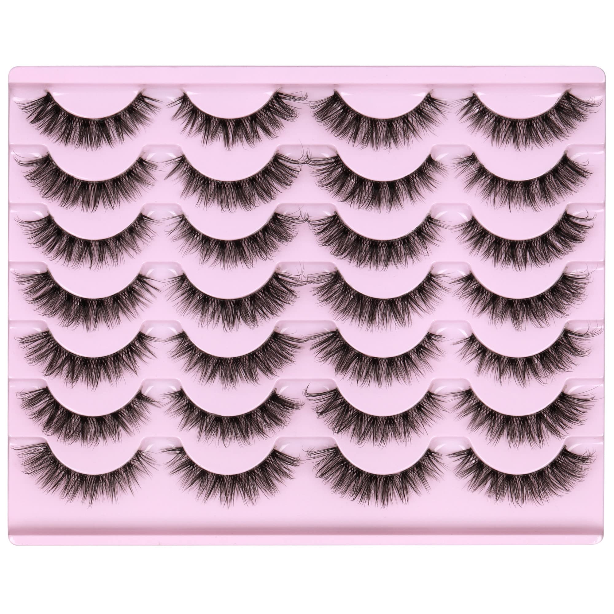 Newcally Eyelashes Natural Strip Cat Eye Lashes False Wispy Clear Lash Band 3D Fake Eyelashes Fluffy Volume Short Faux Mink Eyelashes 14 Pairs — image 1