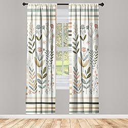 Ambesonne Leafy Art Window Curtains Pack of