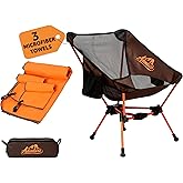 Advnture Club Portable Camping Chair with 3 Towels | Compact, Foldable & Sturdy - Lightweight Backpacking Chair for Camping, Hiking, Beach, Tailgates and More | 330 Lbs Capacity
