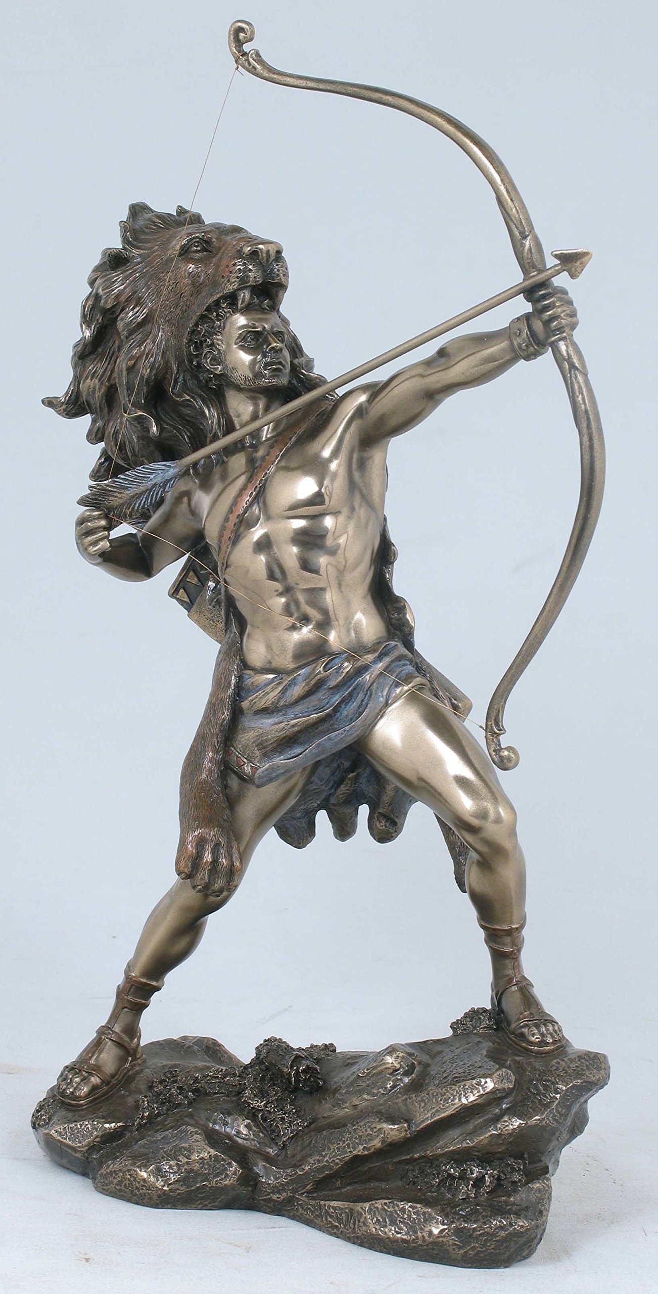 Photo 1 of 11.37" Cold Cast Bronze Color Hercules Aiming Bow and Arrow Figurine