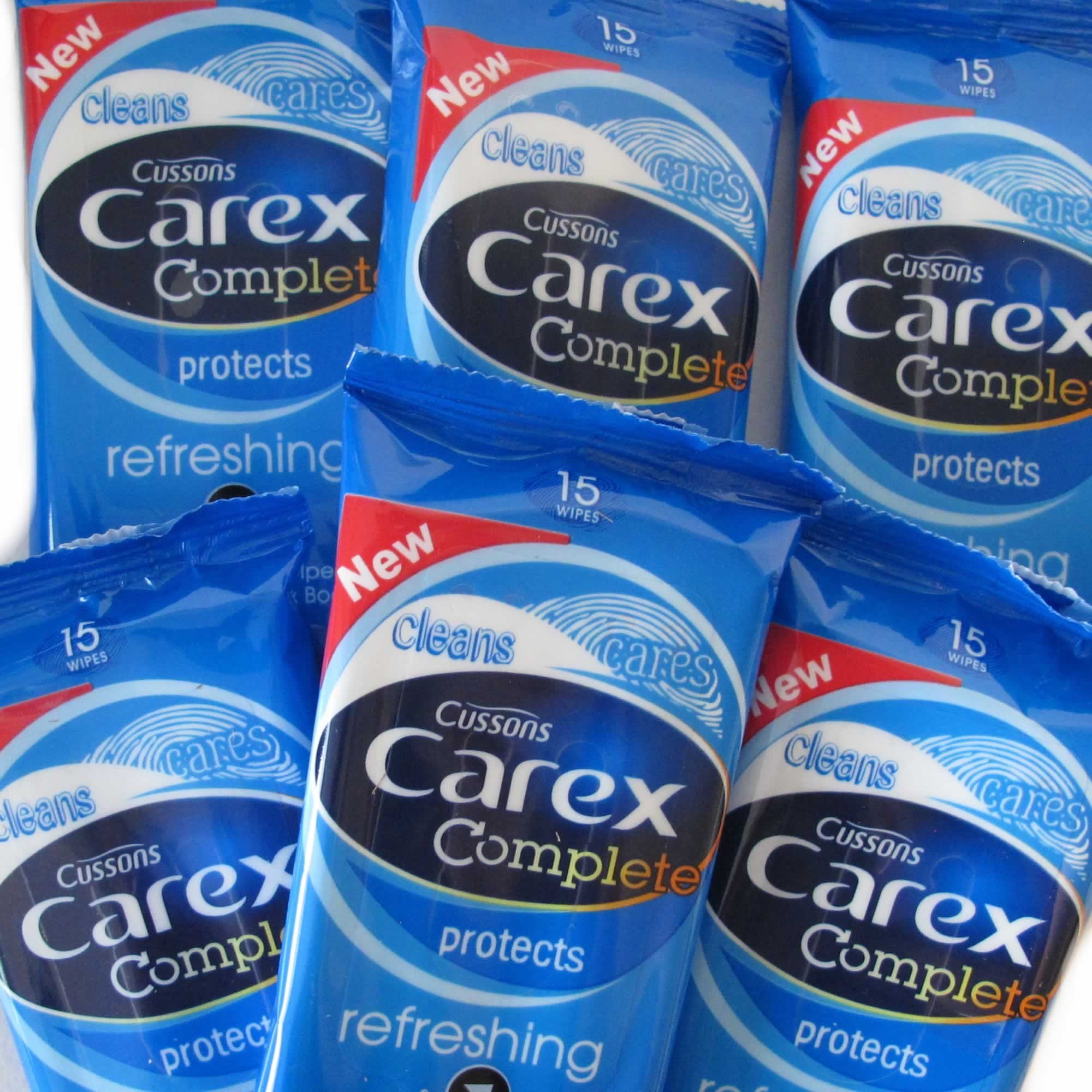 Cussons Carex Complete 15 Wipes Refresh Protect For Hands Face And Body Baby And Adult (Pack Of 6)
