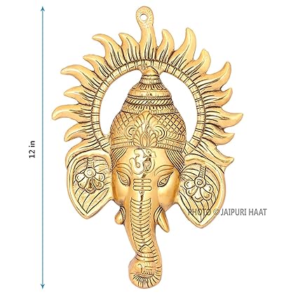 Jaipuri Haat Main Door Right Turn Trunk Ganesha Decorative Gift Item-Gold Plated