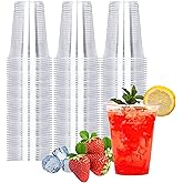 TashiBox 100 Count - 16 Ounce Plastic Cups, Ice Coffee Cups To Go - Crystal Clear PET Party Cups