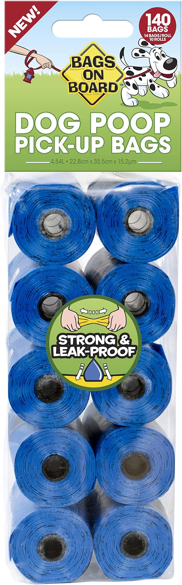 Bags On Board Dog Poo Bags | Strong, Leak Proof Dog Waste Bags | 140 Blue Bags