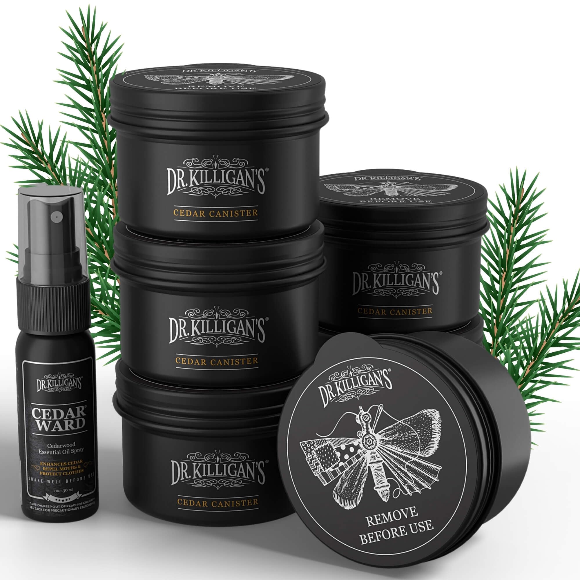 Photo 1 of Dr. Killigan's Cedarwood Chip Canisters - Moth Repellent for Closets, Cedar Blocks for Clothes Storage, Drawer Deodorizers, 6 Reusable Tins with Wood Shavings
