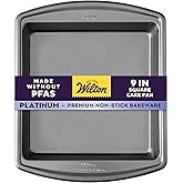 Wilton Platinum Non-Stick 9 x 9 Inch Square Brownie Cake Pan, Stainless Steel Bakeware, Made without PFAS, Packaging May Vary