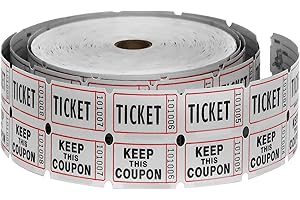 HENRY DOTS 50/50 Raffle Tickets Double Roll - 2000 Ticket Count Per Roll - Easy Tear Away Stubs for Contact Info - Raffle Drum Tickets Roll for Drinks, Carnival, Chinese Auction, Events (White)