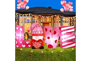 Wabolay Valentines Day Inflatables Outdoor Decorations 6ft Long Valentines Day Inflatable Love Letters Blow Up Yard Decor Gnome Romantic Heart Lighted Blowups Outside Lawn Party Wedding Anniversary