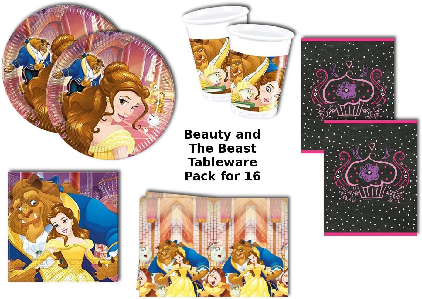 Dreamworks Beauty and the Beast Tableware set for 16 with 16 Cups/16 Paper Plates/16 Napkins/1 Table Cover