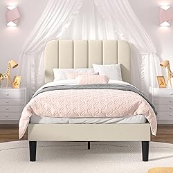 VECELO Twin Size Bed Frame with Upholstered