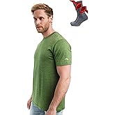 Merino Wool T-Shirt Mens - Merino Wool Undershirt Thermal Shirt for Men and Hiking Socks