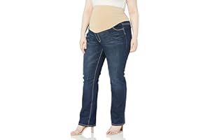 Three Seasons Maternity Womens Plus Size Bootcut Denim with Neutral Belly Band