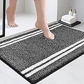 PURRUGS Bathroom Rug Non-Slip Machine Washable 24" x 36", Super Absorbent and Quick Dry Shaggy Microfiber Bath Mat, Extra Soft and Plush Bath Rug for Bathtub, Shower, and Sink, Charcoal