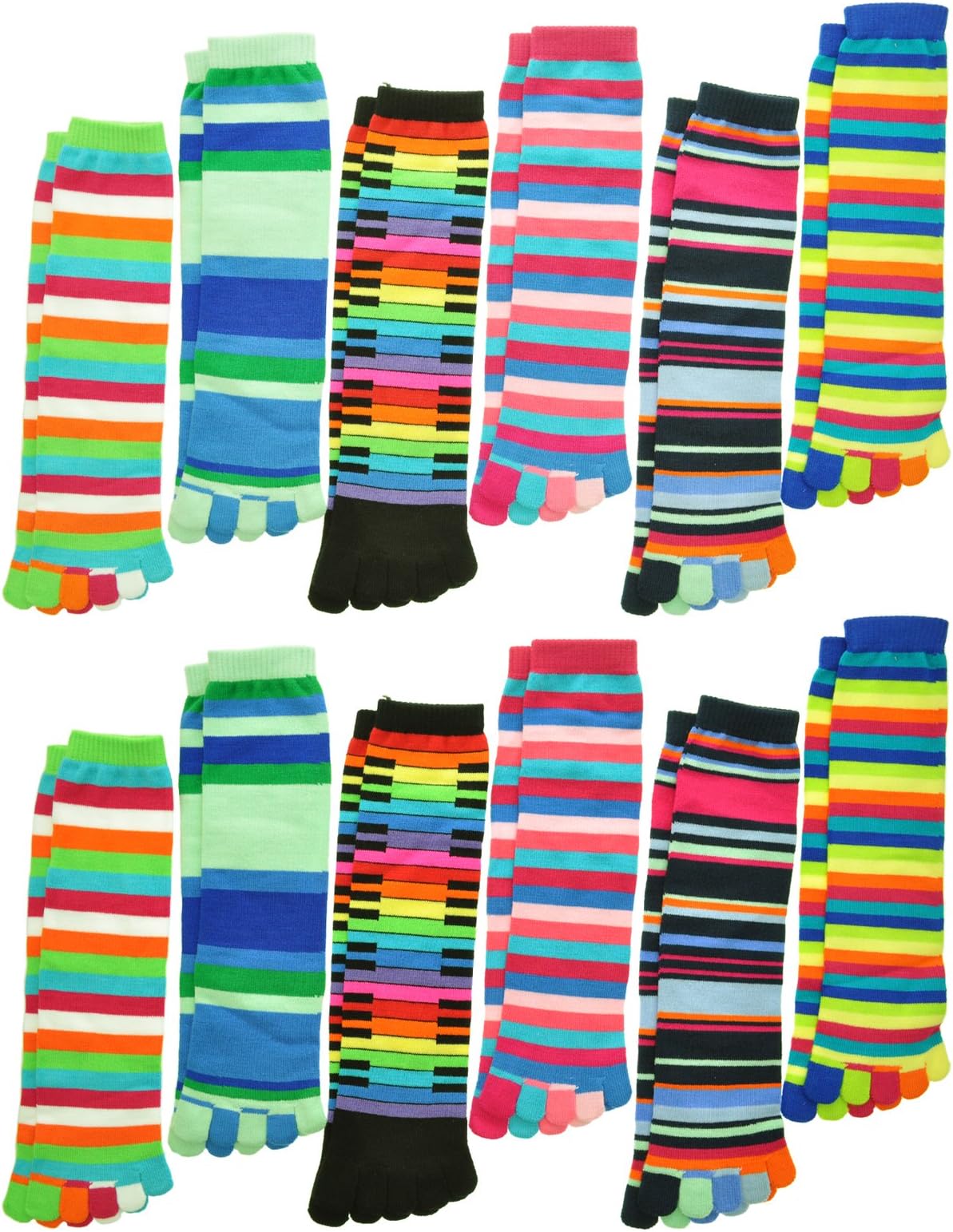 Angelina Dozen Pack Toe Socks, Feminine Colors, One Size