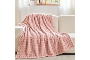 NEWCOSPLAY Super Soft Throw Blanket Pink Premium Silky Flannel Fleece 3D Waffle Checkered Lightweight Bed Blanket All Season 