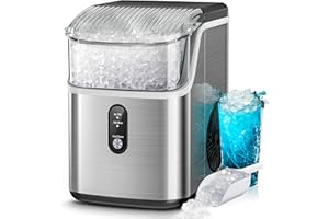 Kismile Nugget Ice Makers Countertop,Pebble Ice Maker Machine with Crushed Ice, 35lbs/Day,One-Click Operation,Self-Cleaning C