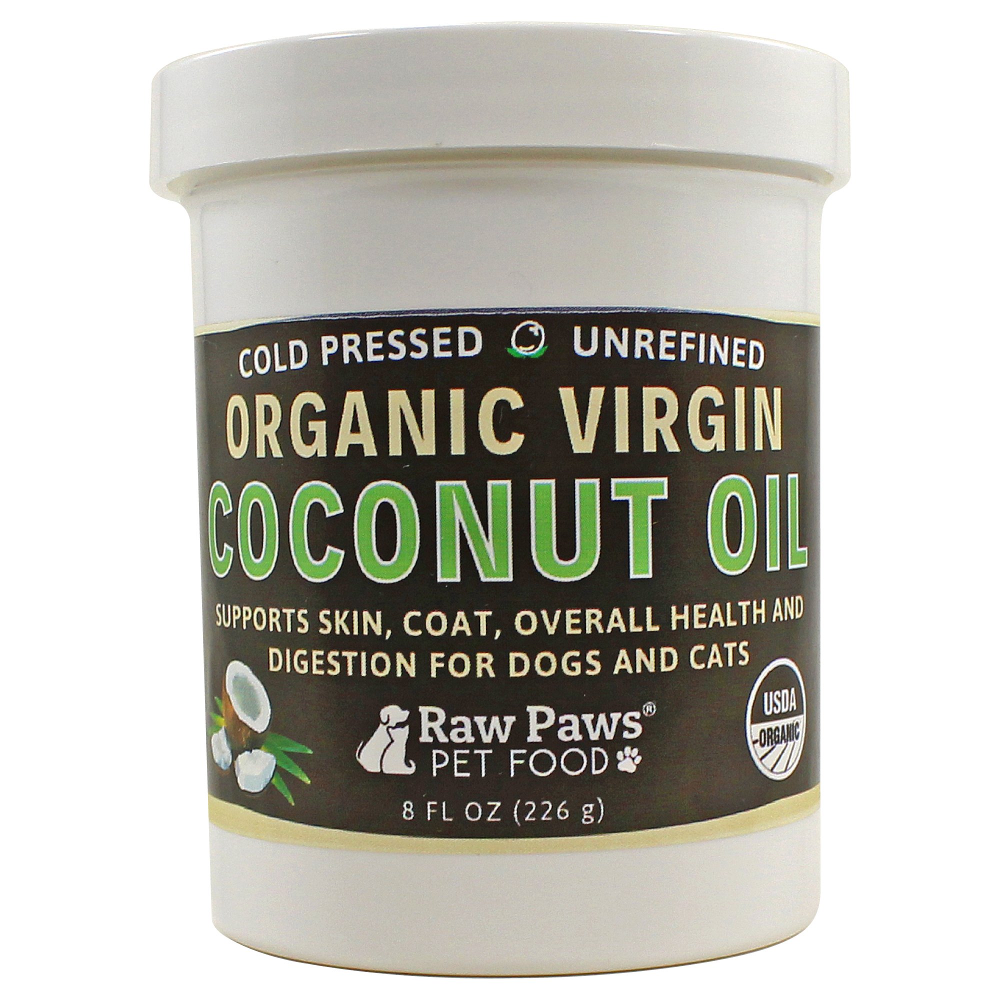Raw Paws Pet Organic Virgin Coconut Oil Supplement for Dogs Cats, 8