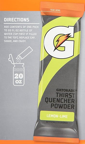 THE GATORADE COMPANY GATORADE THIRST QUENCHER POWDER, 1.23OZ PACKETS, MAKES 20 OUNCES (LEMON-LIME), 1.23 OUNCE (PACK OF 10)