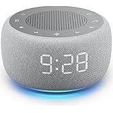 Buffbee Alarm Clock with Sound Machine for Bedrooms – 2-in-1 White Noise Machine for Sleep, Gentle Wake-Up with Soft Alarm Sounds, Ambient Night Light, Plug-in, Sleep Better, Wake Gently