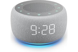 Buffbee Sound Machine & Alarm Clock 2-in-1, 18 Soothing Sound, 7 Night Light, Sleep Timer, Precise 30-Level Volume Control Wh