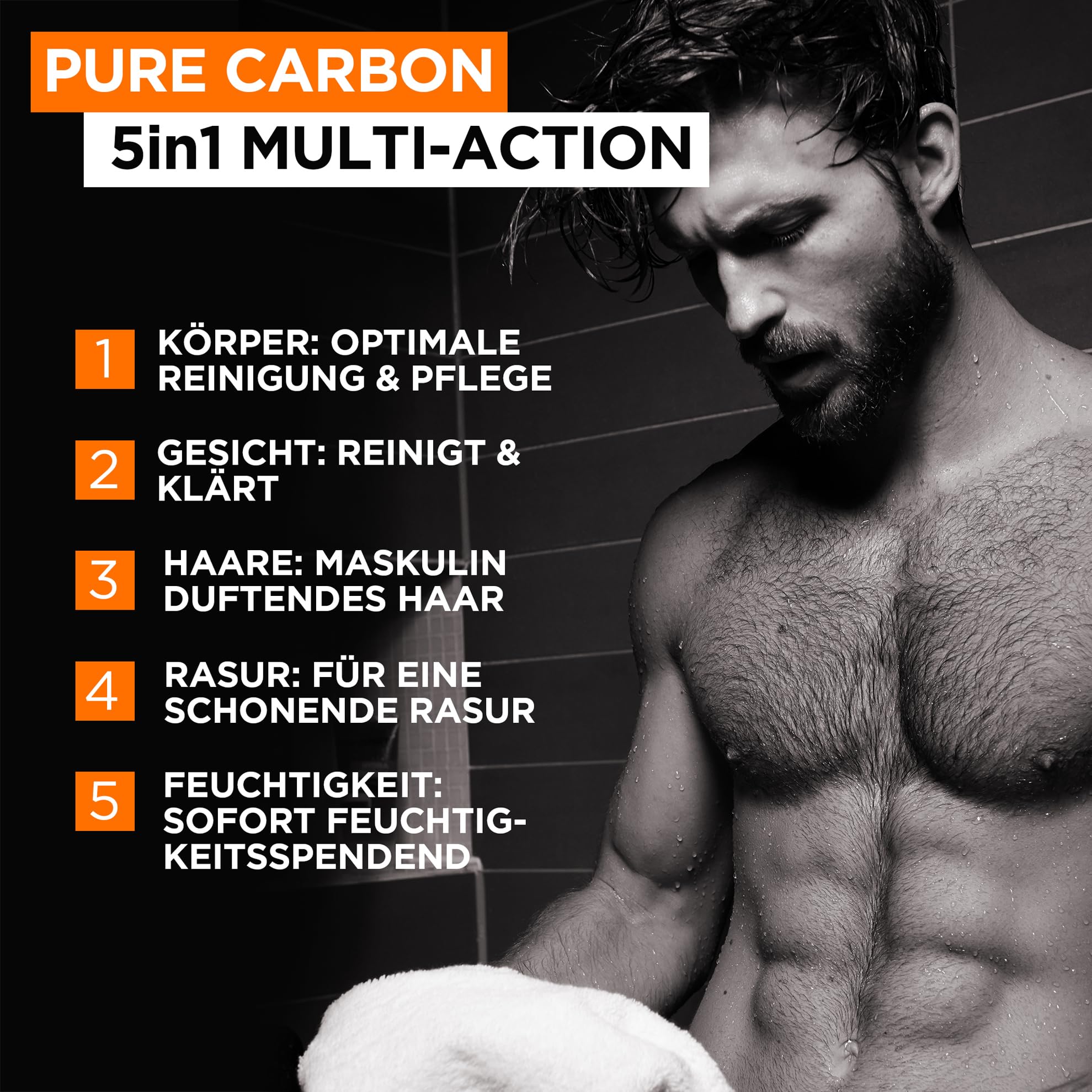 L'Oréal Men Expert XXL 5in1 Duschgel und Shampoo für Männer, Duschbad zur Reinigung von Körper, Haar und Gesicht, Herren Körperpflege für langanhaltende Frische mit Karbon, Pure Carbon, 1 x 400 ml 2