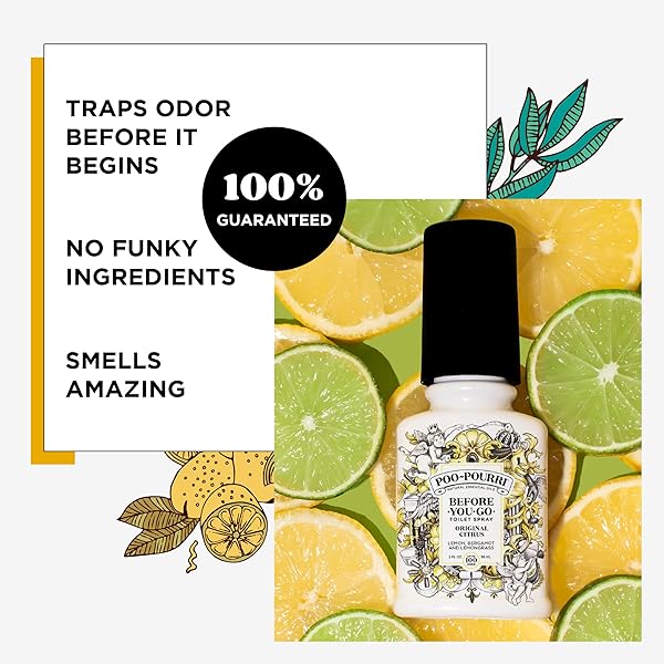POO-POURRI BEFORE-YOU-GO TOILET SPRAY, ORIGINAL CITRUS, 2 FL OZ, UP TO 100 USES, BATHROOM ODOR DEODORIZER WITH ESSENTIAL OILS FOR HOME OR WORK, TRAVEL ESSENTIALS, TSA APPROVED SIZE, LEMON BERGAMOT
