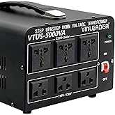 5000W Voltage Converter Transformer Step Up 110V-120V to 220V-240V | or Step Down 220V to 110V AC Power Converter w/US Standard Power cord,Circuit Breaker Protection