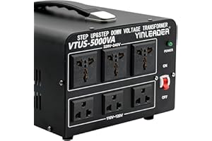 Yinleader 5000W Voltage Converter Transformer Step Up 110V-120V to220V-240V or Step Down 220V to 110V AC Power Converter w/US Standard Power Cord,Circuit Breaker Protection