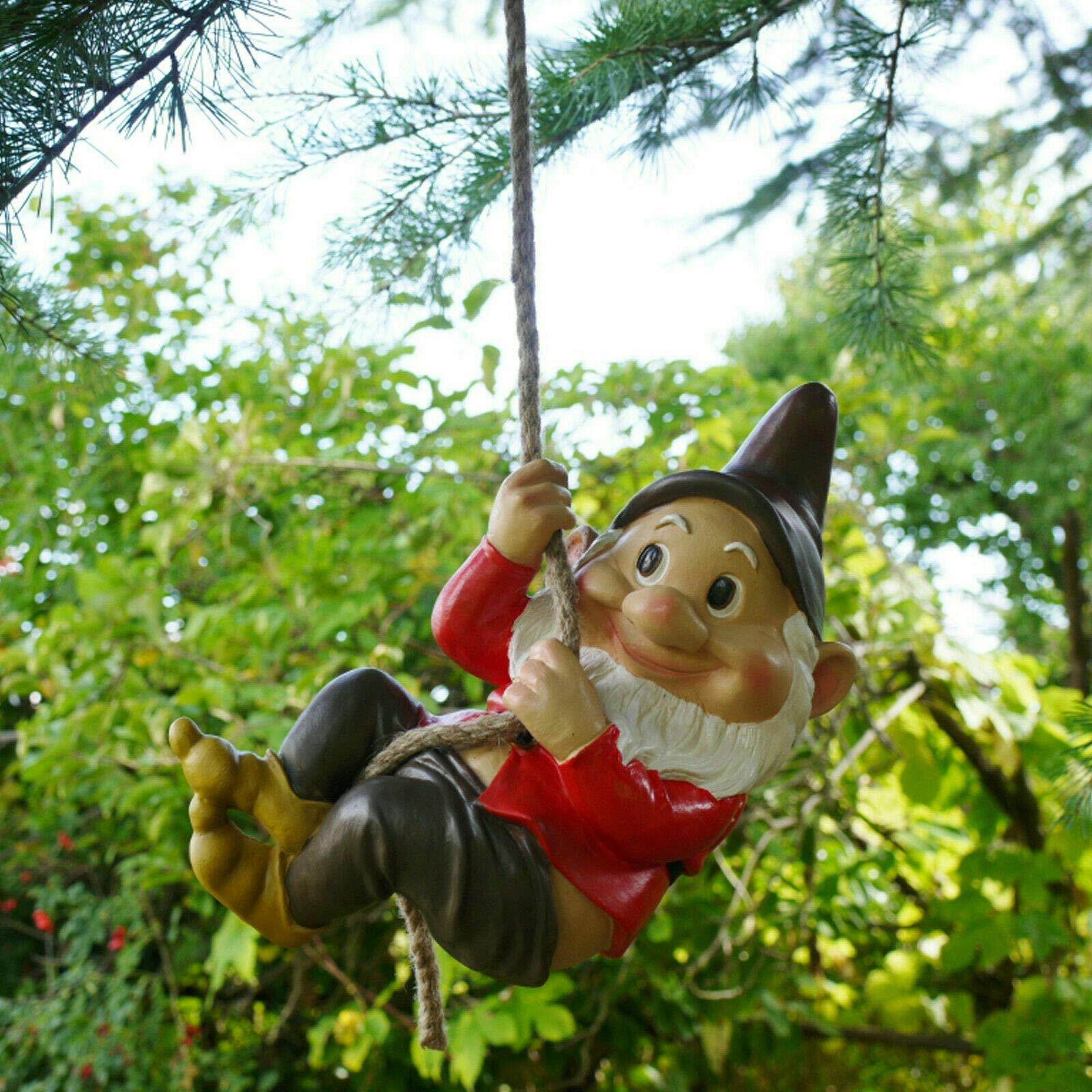Gnome Ornament Climbing Rope Outdoor Tree Hanging Decoration Statue Sculpture