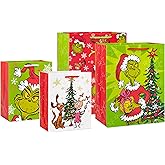 Hallmark Dr. Seuss Grinch Christmas Gift Bag Bundle for Kids (4 Bags: 2 Medium 9", 2 Large 13") Cindy Lou Who, Max the Dog, R
