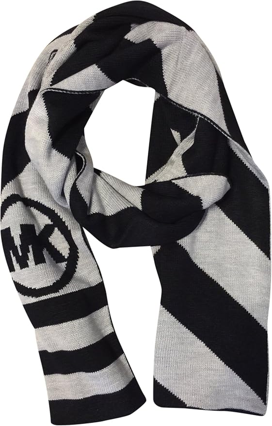 Michael Kors MK Logo Large Long Scarf Grey Black at Amazon Women’s
