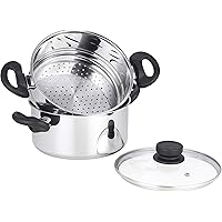mockins 3 Piece Premium Heavy Duty Stainless Steel Steamer Pot Set Includes 3 Quart Cooking Pot , 2 Quart Steamer Insert…