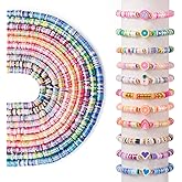 Pandahall 10 Strands 6mm Polymer Clay Beads Colorful Flat Pearlized Heishi for Friendship Bracelet Kit, Necklaces, Earring Jewelry Supplies