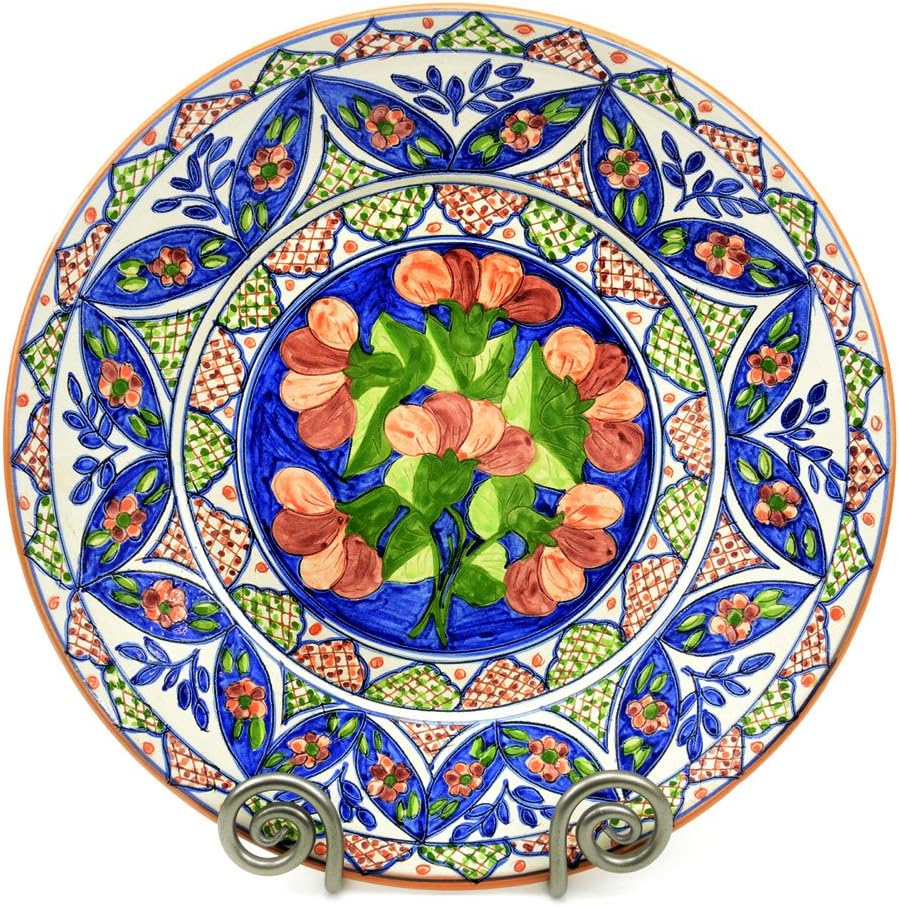 Decorative Plate for Home Decor, Mediterranean Blue and Red, Medium