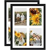 Flocey 12x16 Picture Frame, 5x7 Collage Picture Frames, Display 4 5x7 Photos with Mat, or 12x16 Picture without Mat, Photo Collage Frame for Wall Decor - Horizontal or Vertical Wall Mounting