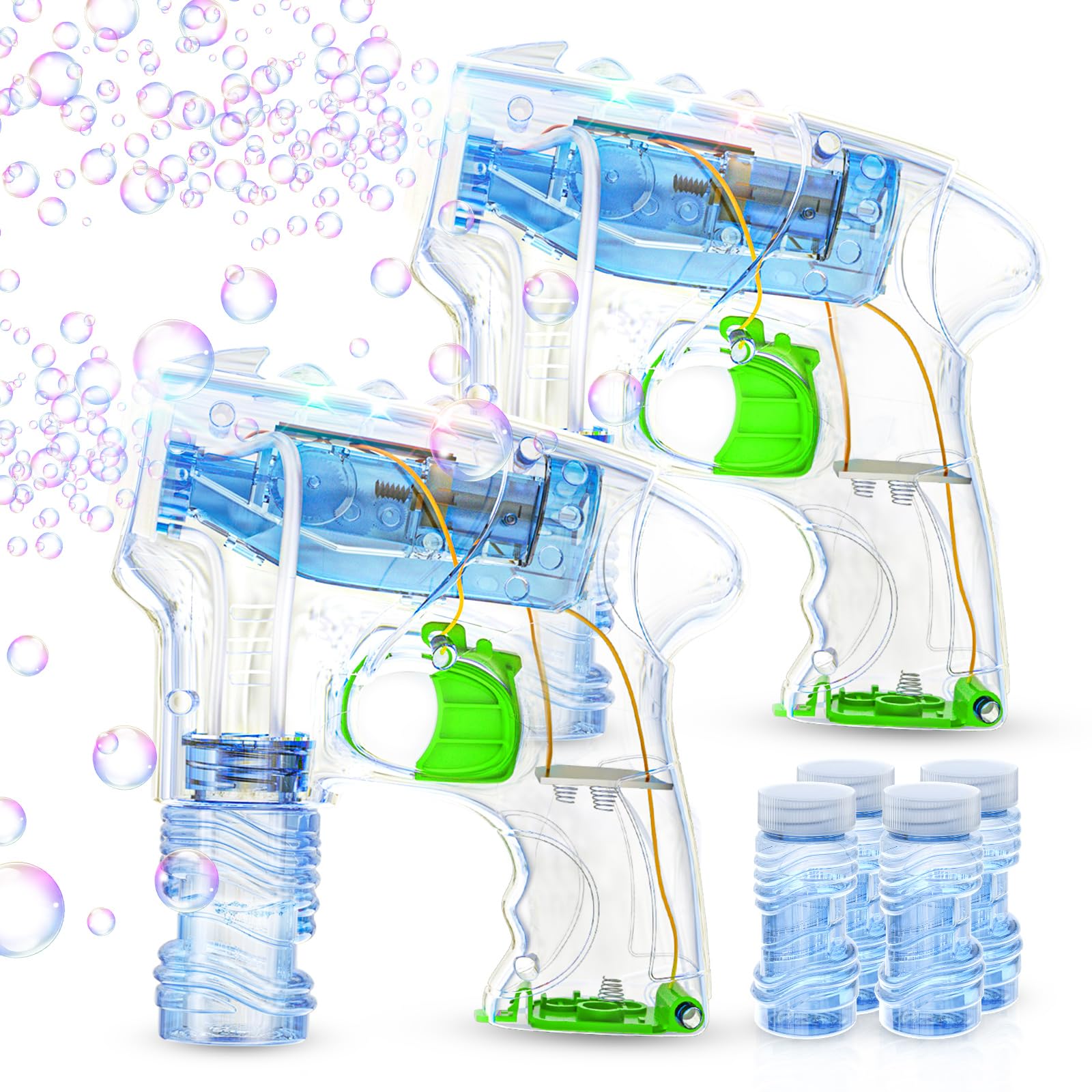 Photo 1 of Kid Odyssey 2 Pack Bubble Gun with 4 Refill Solution and 3 Colorful LED Light, Bubble Machine for Kids, Bubble Maker for Party Favors, Birthday Gift, Indoor Outdoor Toys for Toddlers