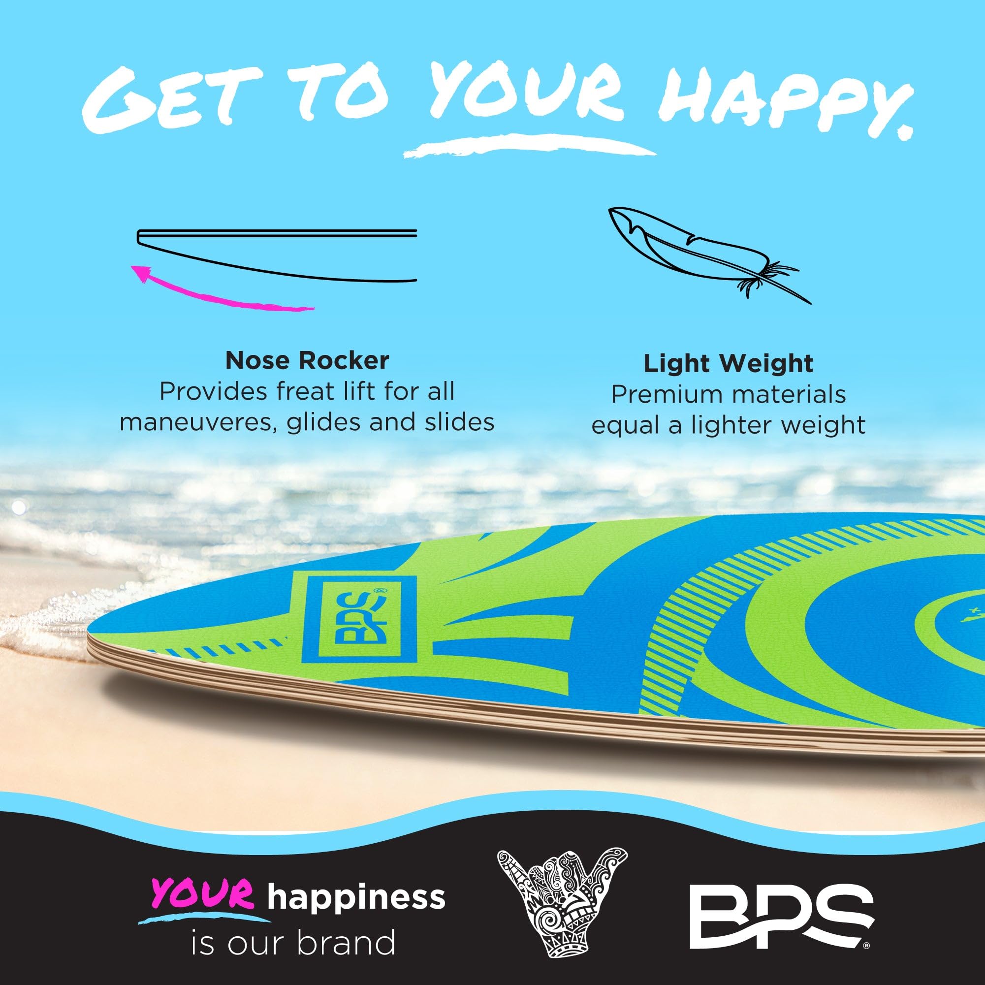 Own The Wave Skimboard - Holz Board Mit EVA-Griff Für Kinder & Erwachsene