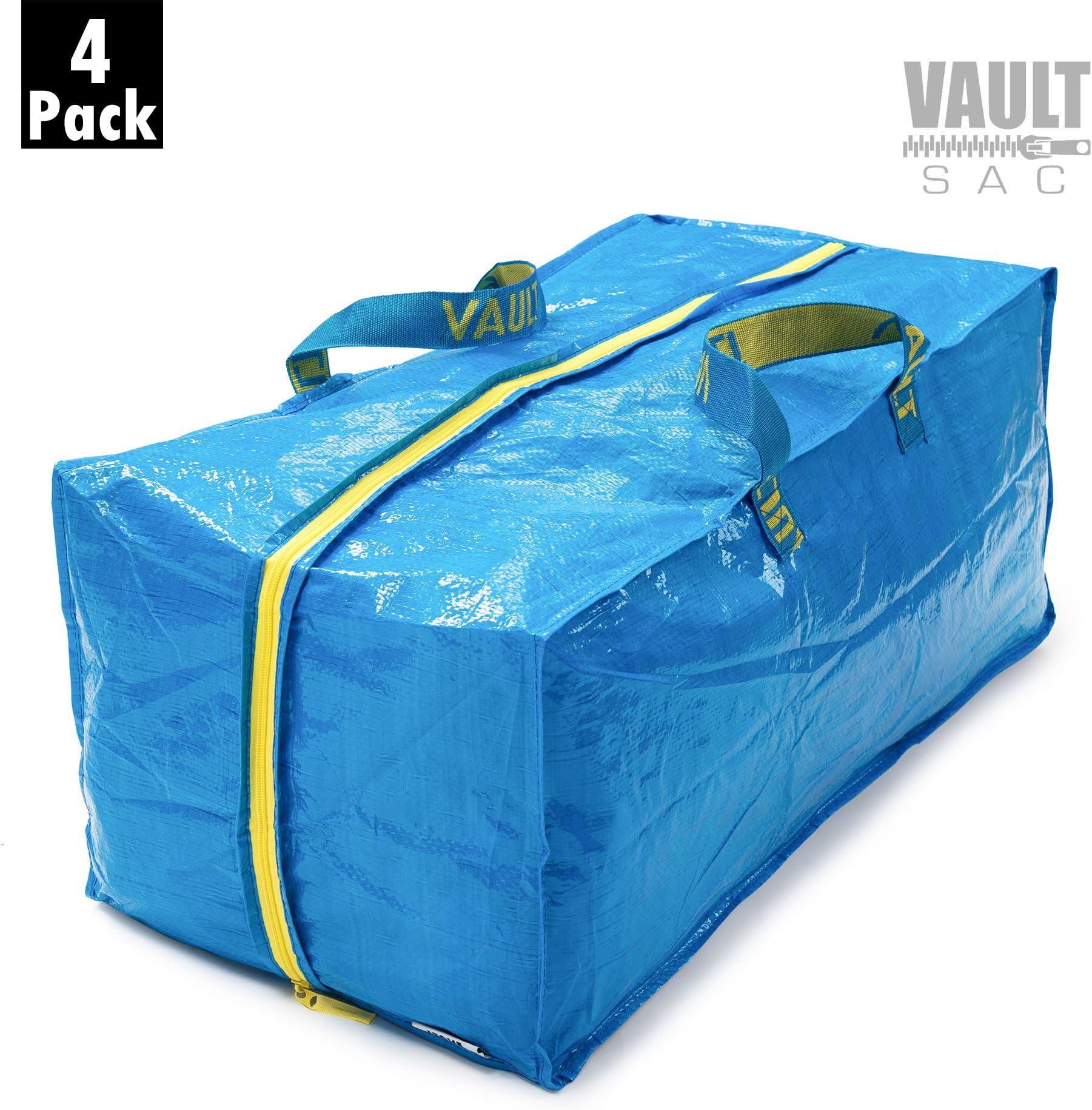 VAULTSAC Storage Bags - 4 Pack - Space Saver Bags | Garment, Clothes, Duvet Storage Bags | Plastic Bag Storage | Storage Bins | Storage Containers | Great Underbed Storage Bags (Blue 20 GALLONS)