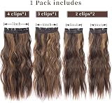 AliLeader Brown Hair Extensions Clip In 20in Synthetic Curly 4 pcs Dark Brown view 2