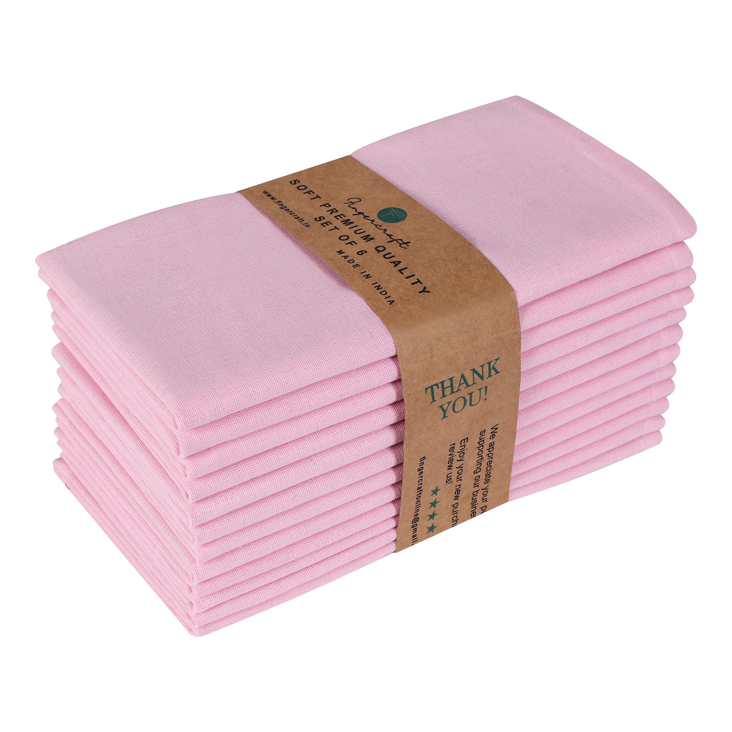 FINGERCRAFT Cloth Dinner Napkins Cotton Linen Fabric Soft Set of 12 Plain Reusable Washable for Dining Party Table Decoration 18x18 Inch — image 1