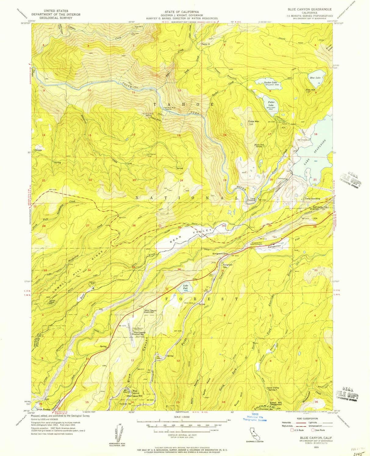 YellowMaps Blue Canyon CA topo map, 124000 Scale, 7.5 X 7