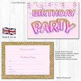 Olivia Samuel 20 Pack Pink Gold Glitter Invitations with Envelopes UK Made view 2