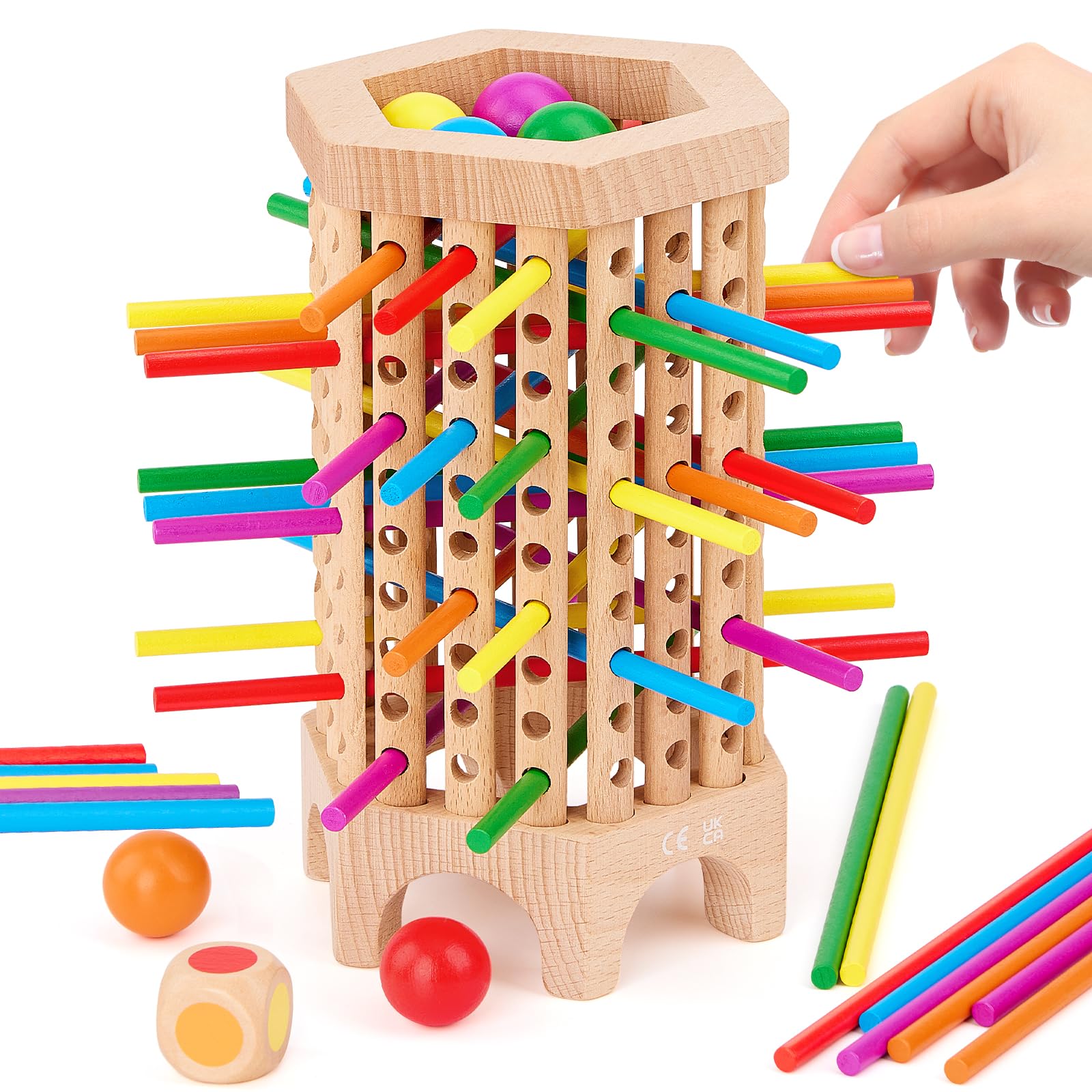 Photo 1 of Centtechi Montessori Game Wooden Board Games for Kids 4-6-8-12, 36 Colorful Stick Math Educational Toys for 3 4 5 6 Year Olds, Classic Fun Dice Games for Family Game Night for 2-6 Players Gift