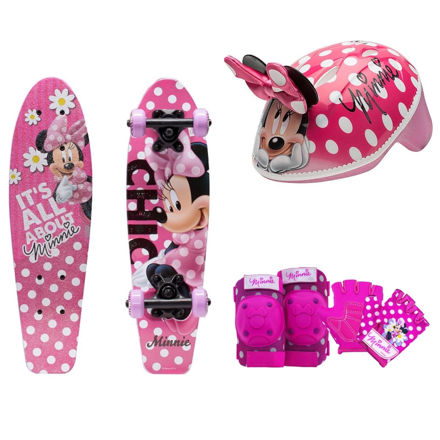 Disney Minnie Mouse Skateboard with 7 Piece Protective