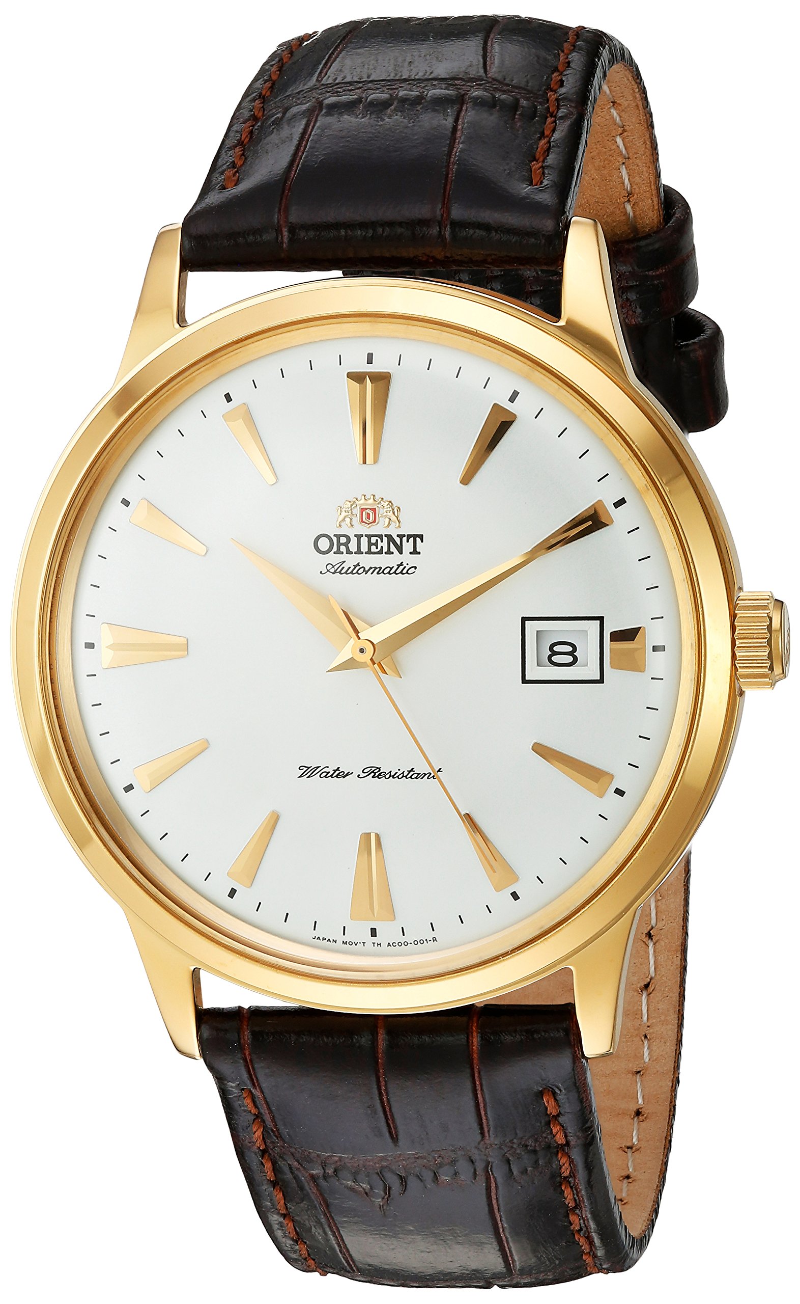 Orient '2nd Gen Bambino Version I' Japanese Automatic Stainless Steel and Leather Dress Watch, Gold-Tone